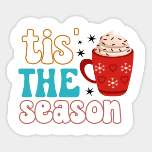 Tis the season hot chocolate retro Sticker